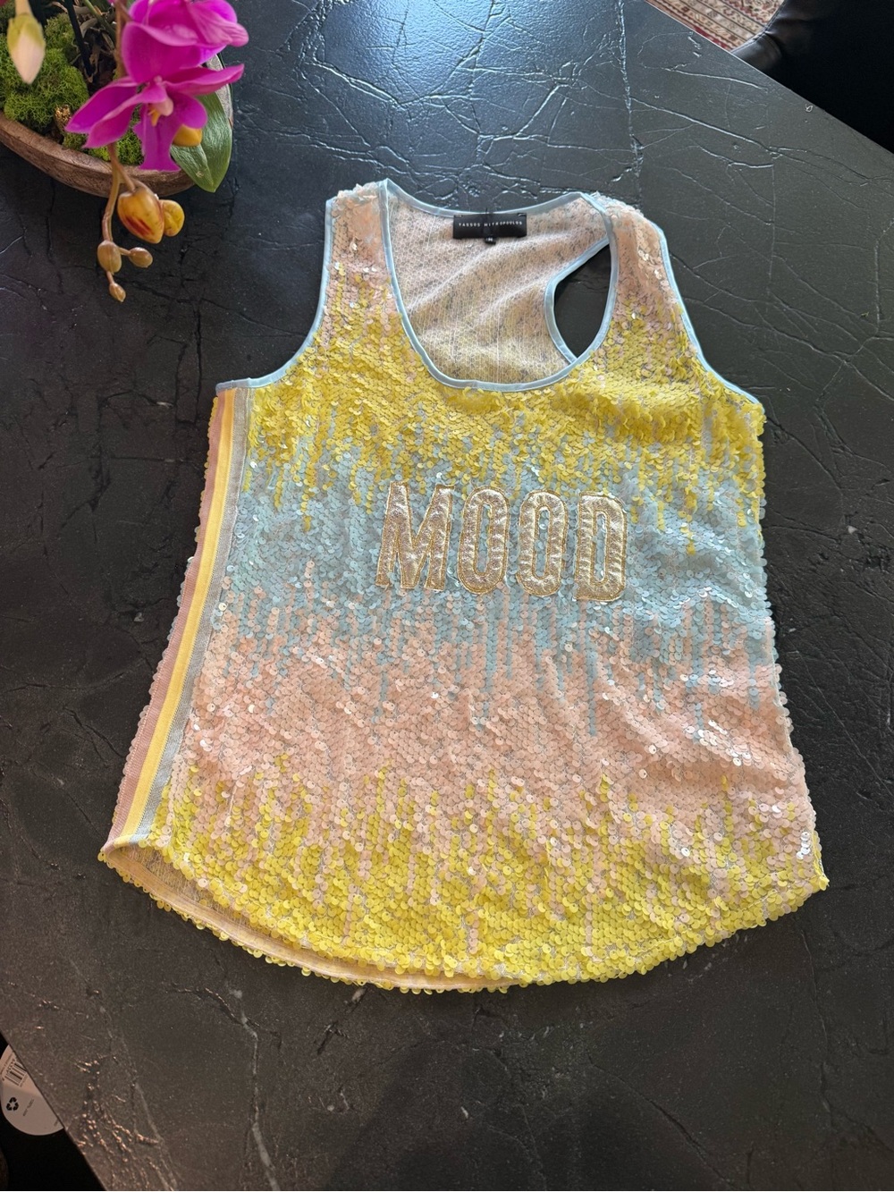 Tassos Mitropoulos  Sequin Tank Top - Pastel Yellow Blue Pink